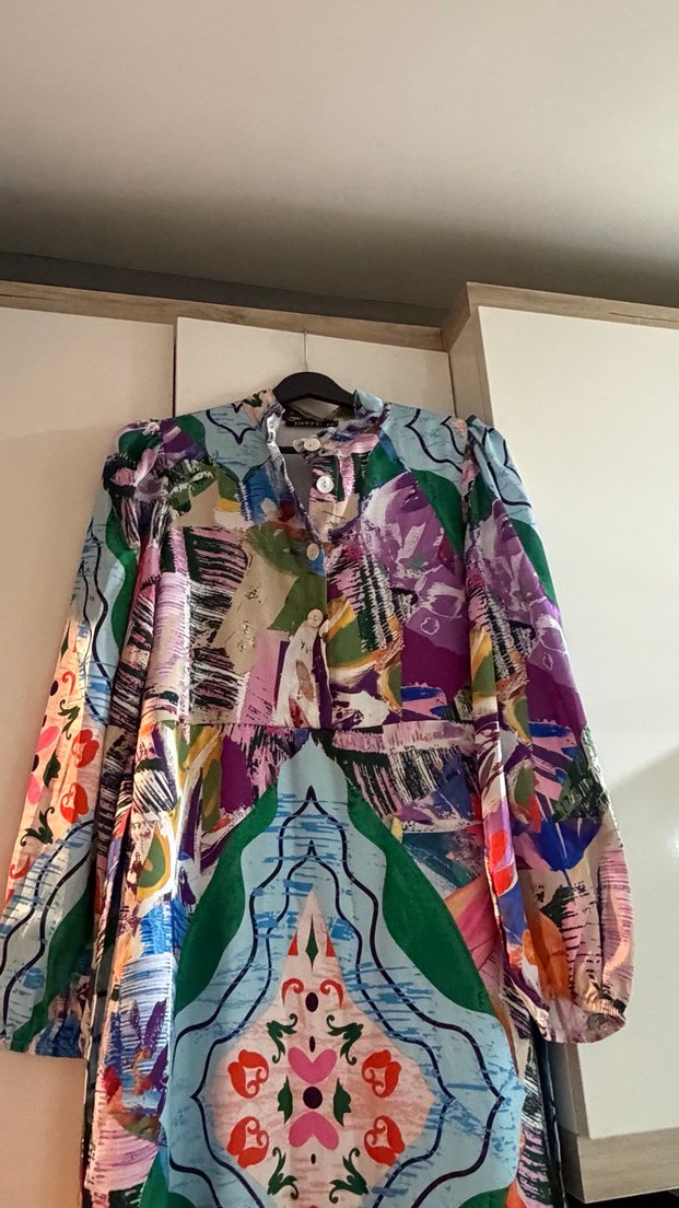 Bohem Çok Renkli Uzun Kollu Elbise - Görsel 2