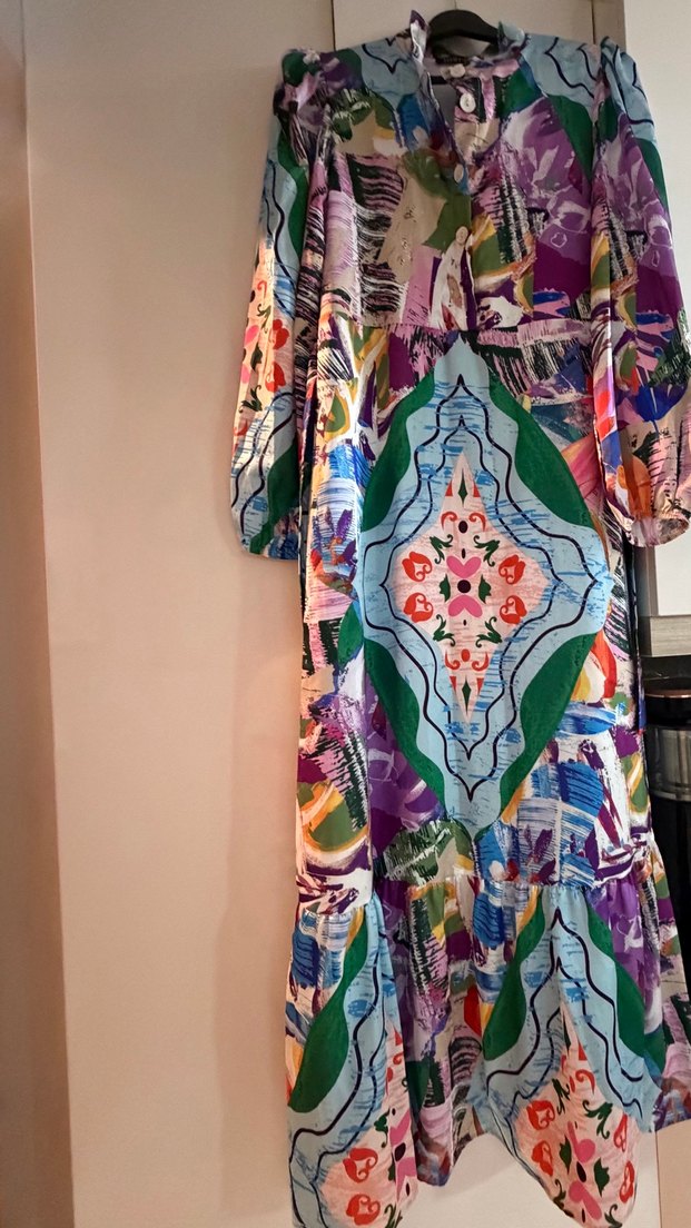 Bohem Çok Renkli Uzun Kollu Elbise - Görsel 3