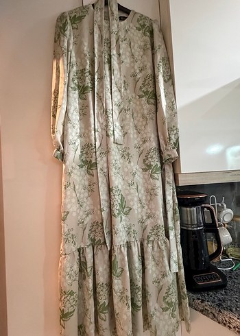 Bej Çiçekli Uzun Bohem Elbise - Görsel 2