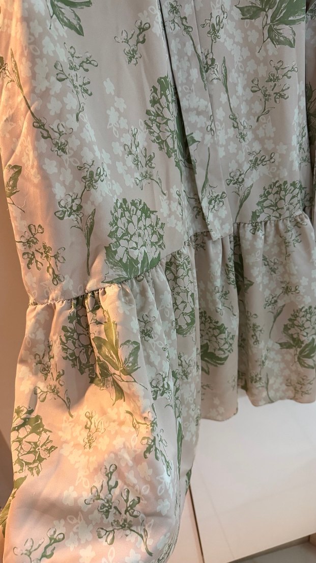 Bej Çiçekli Uzun Bohem Elbise - Görsel 3