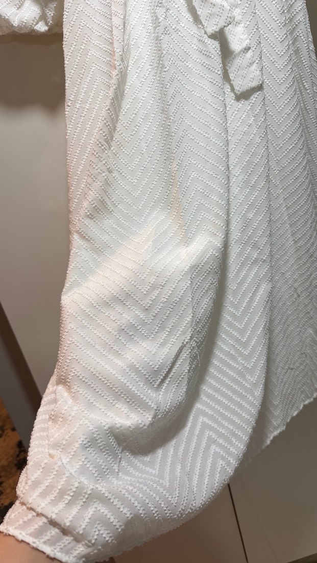 Beyaz Pilili Uzun Keten Elbise - Görsel 3