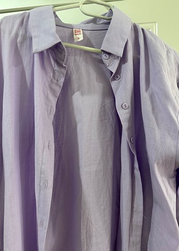 Mor Uzun Kollu %100 pamuk Gömlek - Görsel 3