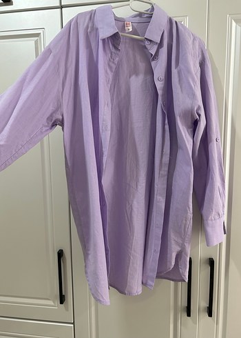 Mor Uzun Kollu %100 pamuk Gömlek - Görsel 2