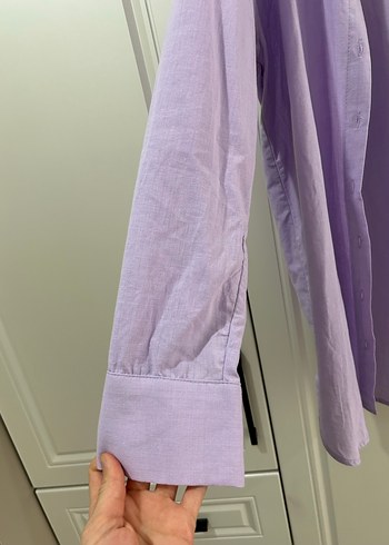 Mor Uzun Kollu %100 pamuk Gömlek - Görsel 4