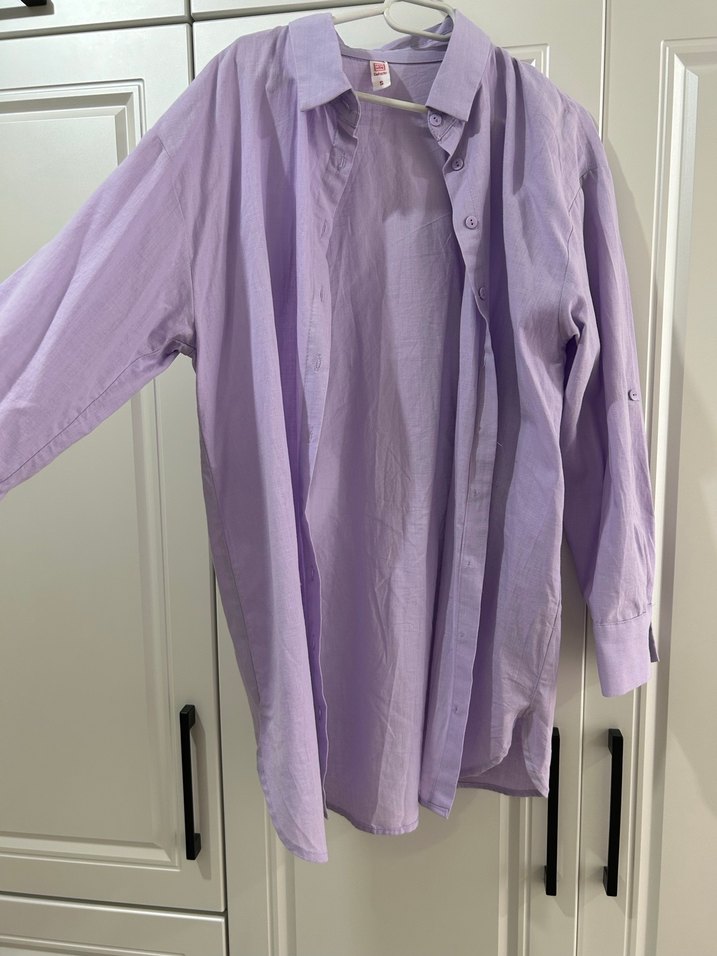 Mor Uzun Kollu %100 pamuk Gömlek - Görsel 2