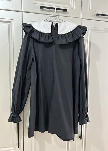 Fırfırlı  Siyah uzun gömlek Touche - Görsel 3