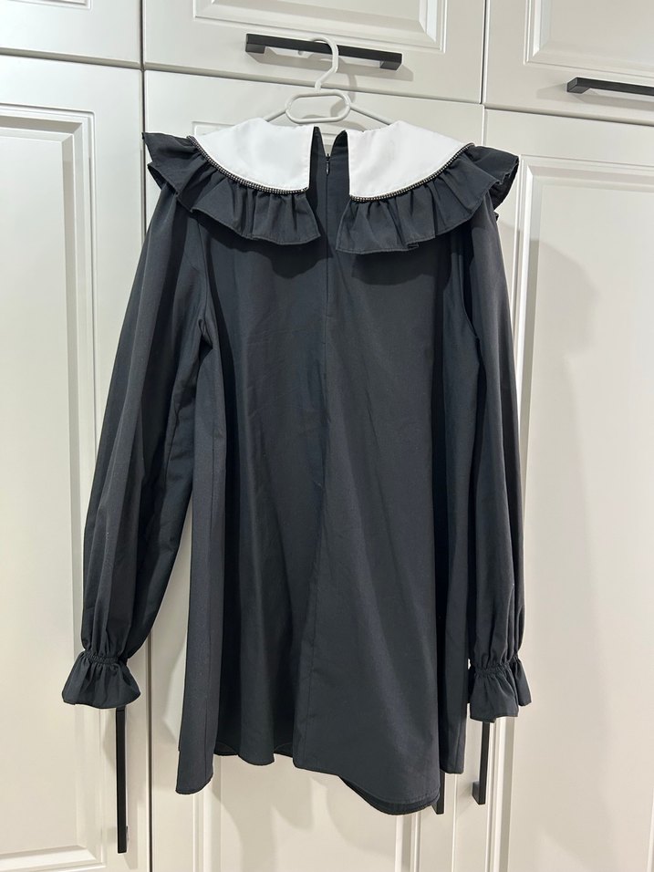 Fırfırlı  Siyah uzun gömlek Touche - Görsel 3