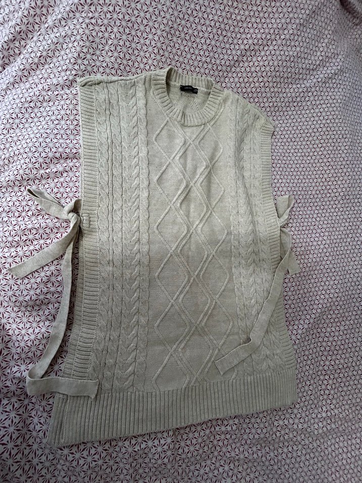 Bej Örgü Kadın Süveter - Görsel 4