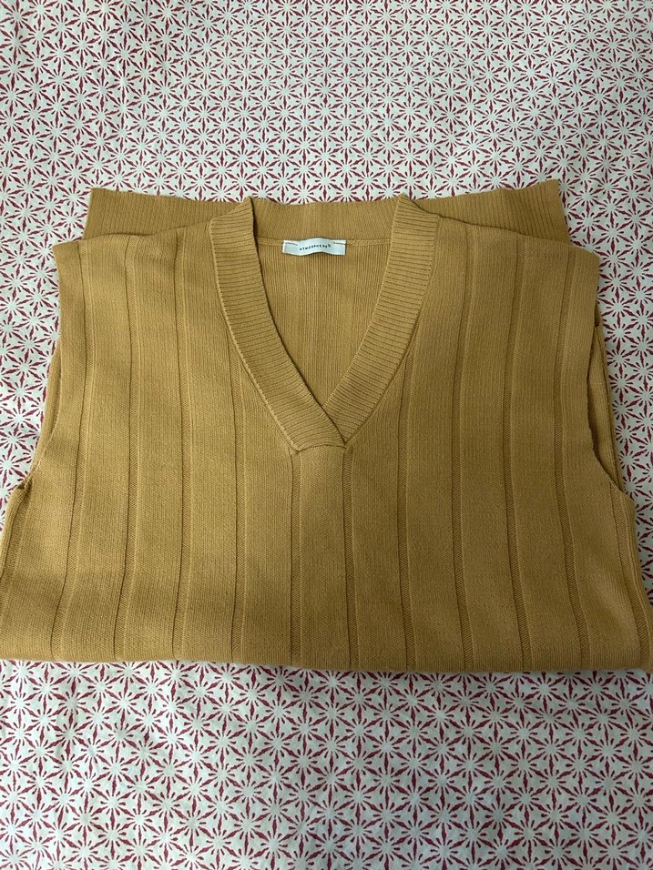 Bej V Yaka Örme Kadın Süveter - Görsel 3