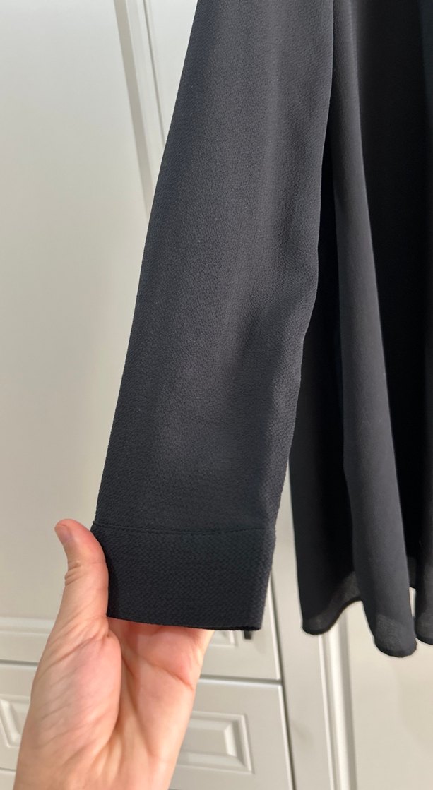 Düğmeli Siyah uzun tunik gömlek - Görsel 2