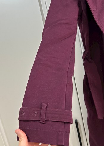 Mürdüm renk Orta Boy Trençkot - Görsel 3