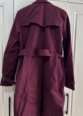 Mürdüm renk Orta Boy Trençkot - Görsel 4