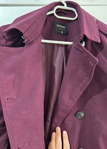 Mürdüm renk Orta Boy Trençkot - Görsel 2