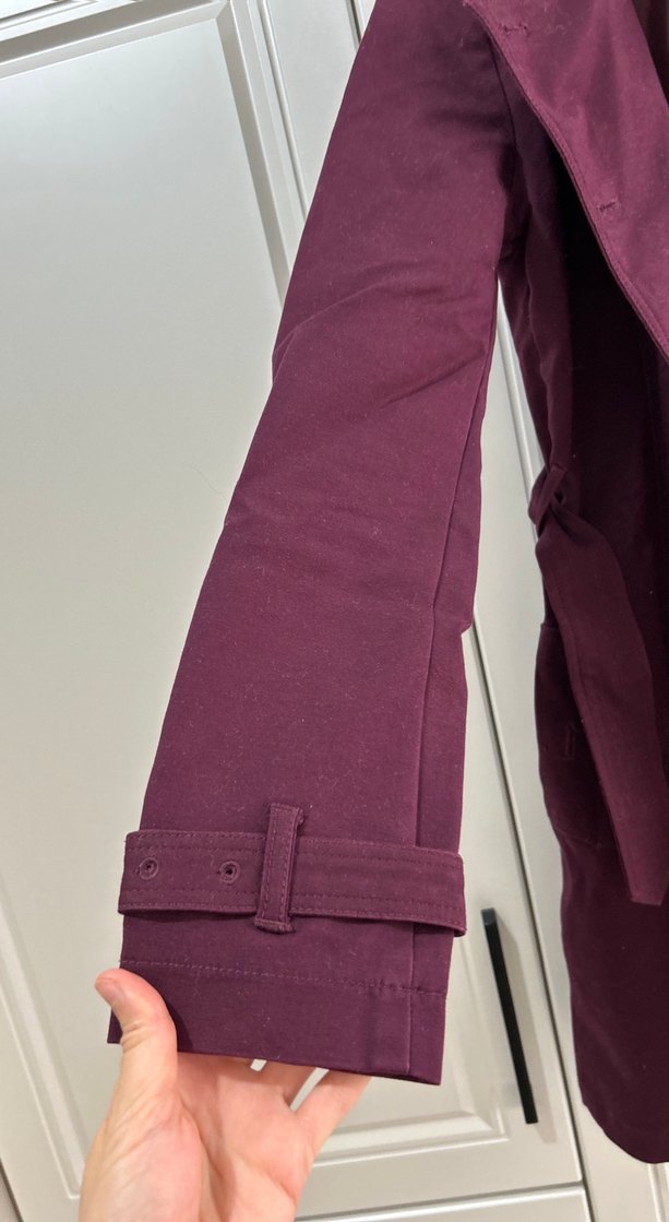 Mürdüm renk Orta Boy Trençkot - Görsel 3