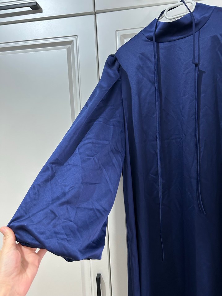 Kadın Lacivert Uzun Balon Kol Abiye - Görsel 2