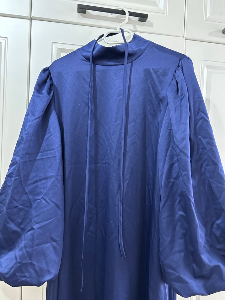 Kadın Lacivert Uzun Balon Kol Abiye - Görsel 3