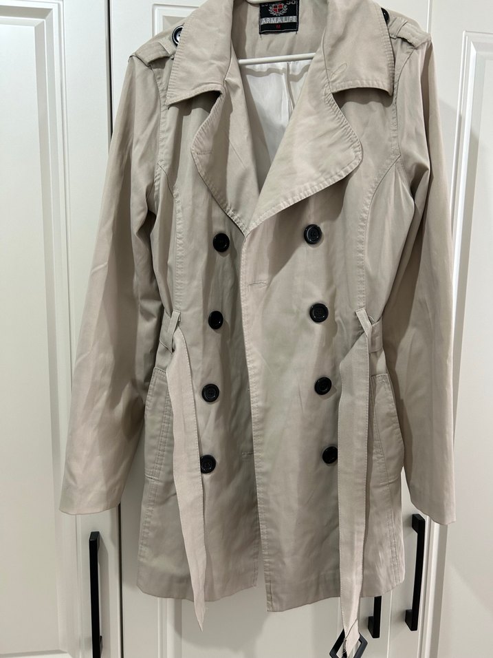 Bej Düğmeli Midi Trençkot - Görsel 2