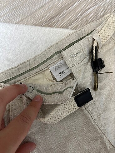 Zara kemerli keten pantolon