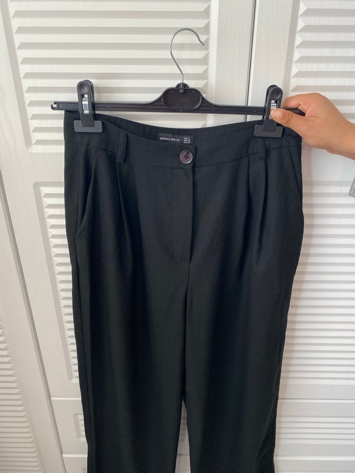 Kadin siyah bol kumas pantolon - Görsel 2