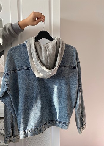 Gri Düğmeli Kadın Denim Ceket - Görsel 5