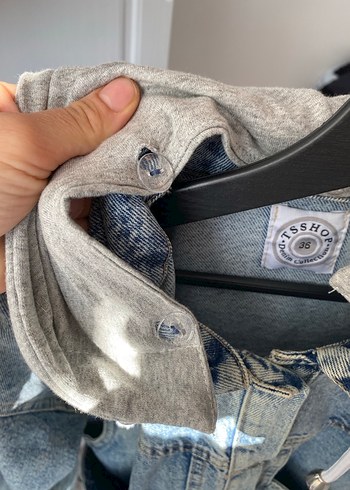 Gri Düğmeli Kadın Denim Ceket - Görsel 6