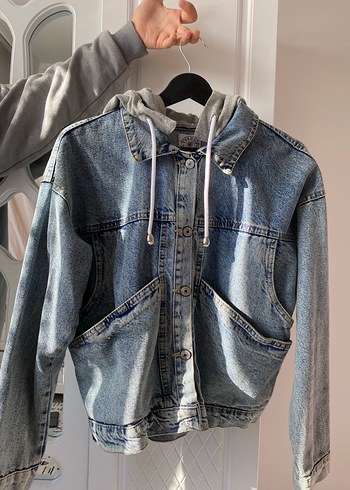 Gri Düğmeli Kadın Denim Ceket - Görsel 2