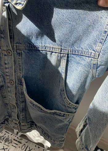 Gri Düğmeli Kadın Denim Ceket - Görsel 4