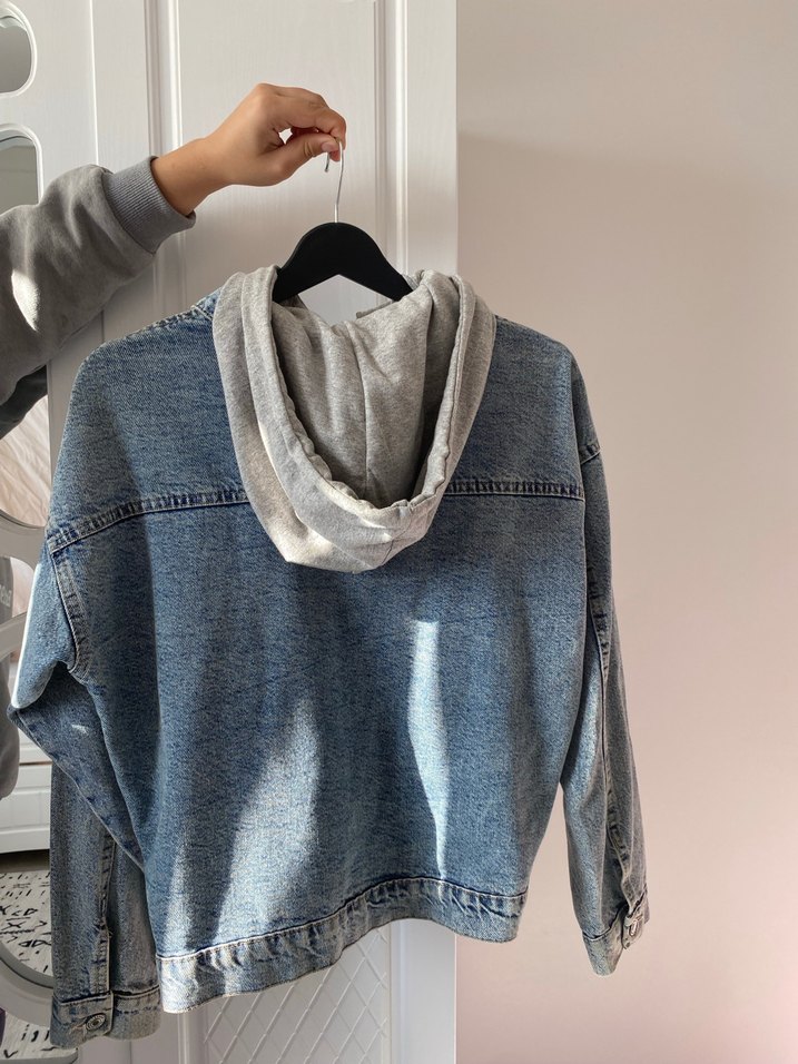 Gri Düğmeli Kadın Denim Ceket - Görsel 5