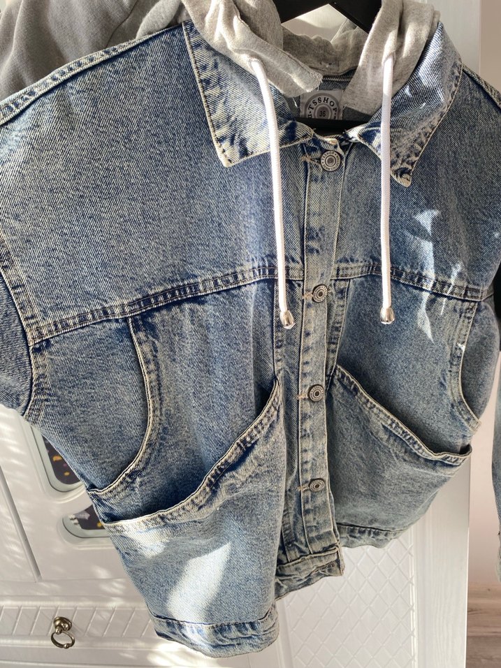 Gri Düğmeli Kadın Denim Ceket - Görsel 3