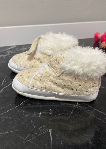 Kız Bebek Parlak Nakışlı Kürklü İlk Adım Ayakkabısı - Görsel 2