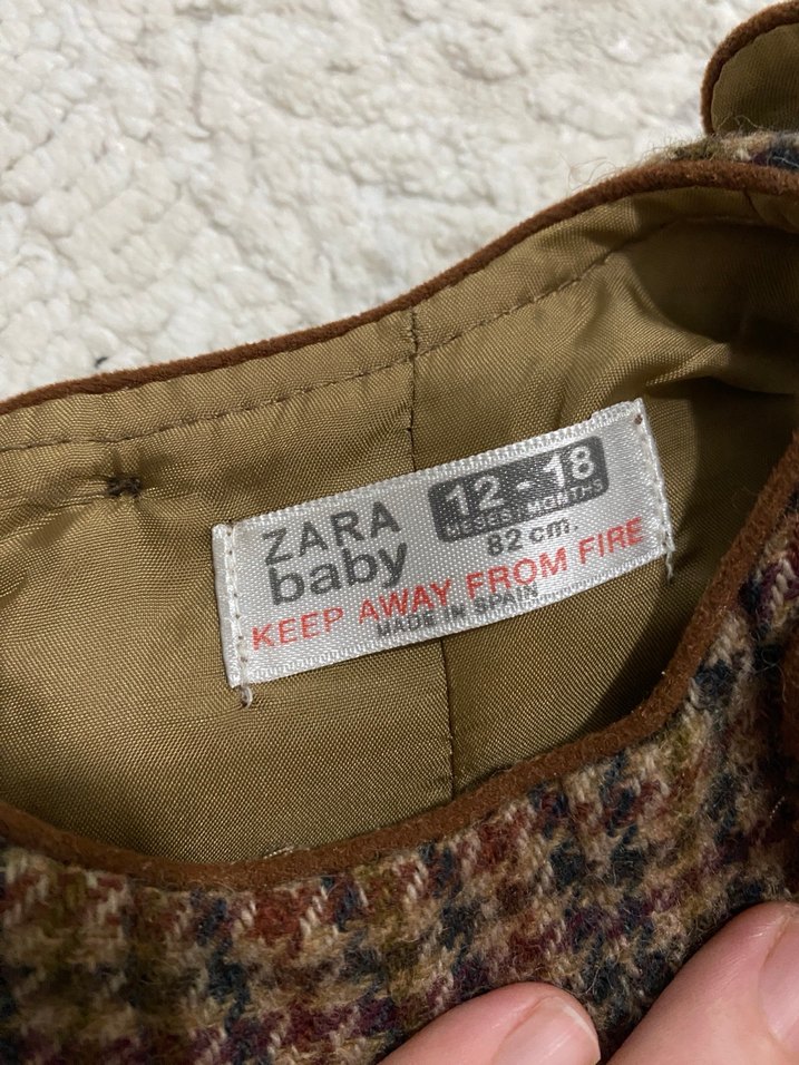 Kız Çocuk Kahverengi Kolsuz Yün Elbise - Görsel 3