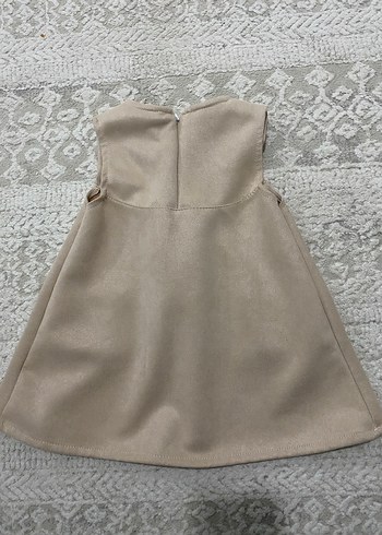 Kız Çocuk Bej Kolsuz Kadife Elbise - Görsel 2