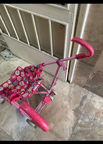 Çiçek Desenli Pembe Bebek Arabası - Görsel 2