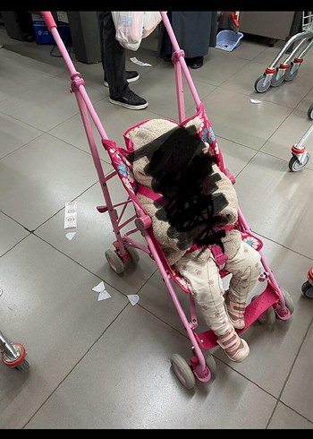 Çiçek Desenli Pembe Bebek Arabası - Görsel 4