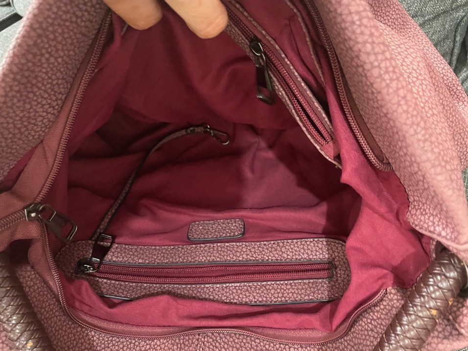 Fermuarlı Gri-Pembe Kadın Süet Çanta - Görsel 4