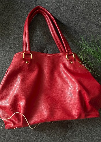 ACİL!!! Kırmızı Hakiki Deri Büyük Çanta  Prada Model Esinli - Görsel 4
