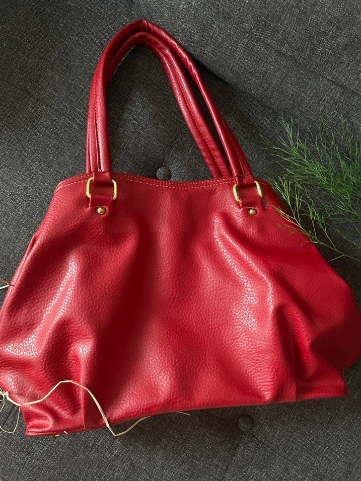 ACİL!!! Kırmızı Hakiki Deri Büyük Çanta  Prada Model Esinli - Görsel 4