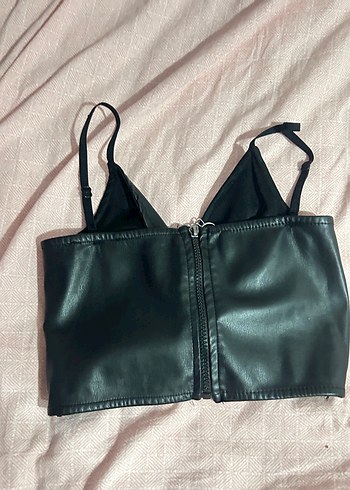 Trendyol & Milla Kadın Siyah Deri Strappy Bustier
