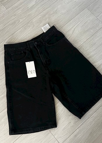 Zara Siyah Denim Sort