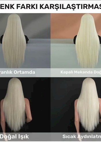 Platin Uzun Düz Sentetik Peruk 77CM - Görsel 3