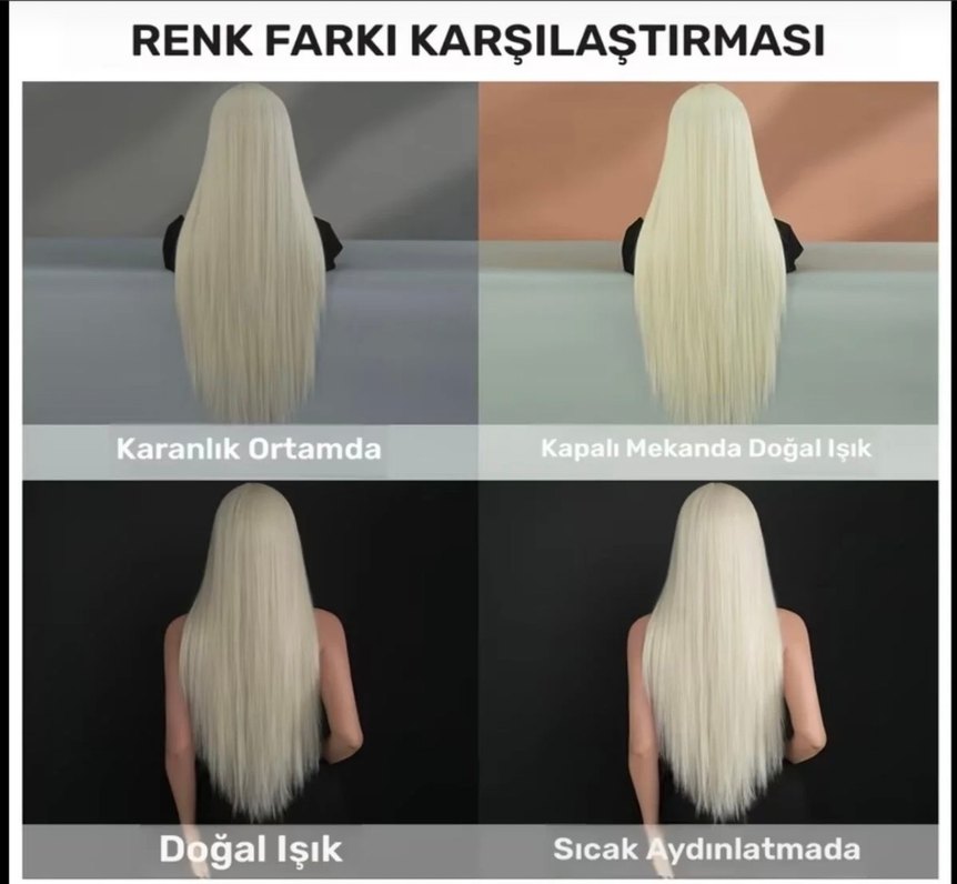 Platin Uzun Düz Sentetik Peruk 77CM - Görsel 3