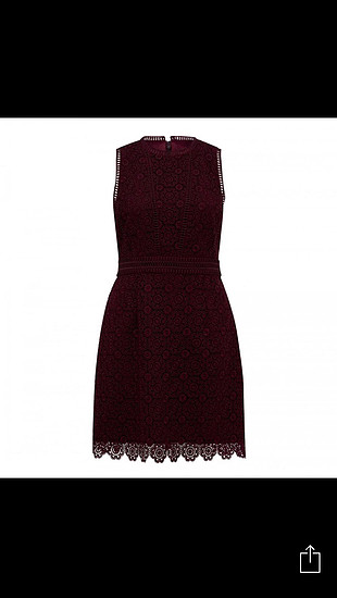 Bordo Forever New Güpürlü Kısa Abiye Elbise