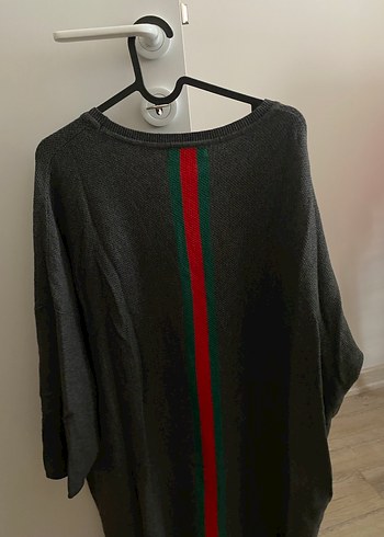On Fashion Gri Uzun Kollu Örgü Kadın Kazak