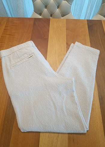 erkek Gri Keten Pilili Kumaş Pantolon - Görsel 4