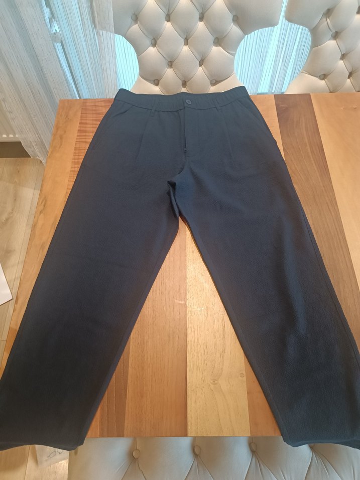 Lacivert Pilili  Kumaş Pantolon - Görsel 3