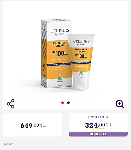 Celenes güneş kremi
