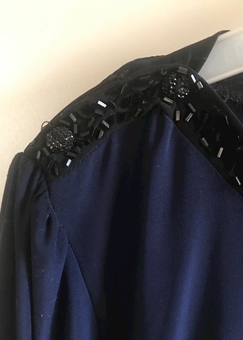 Drapeli Lacivert Bluz - Görsel 5