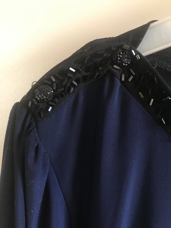 Drapeli Lacivert Bluz - Görsel 5