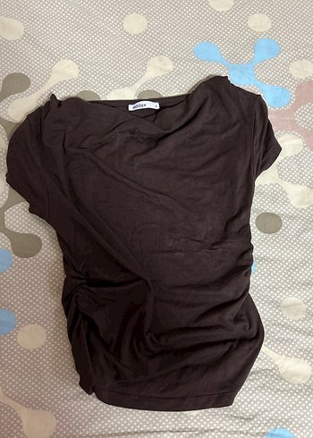 Kahverengi Kısa Kollu Hamile Tişörtü - Görsel 3