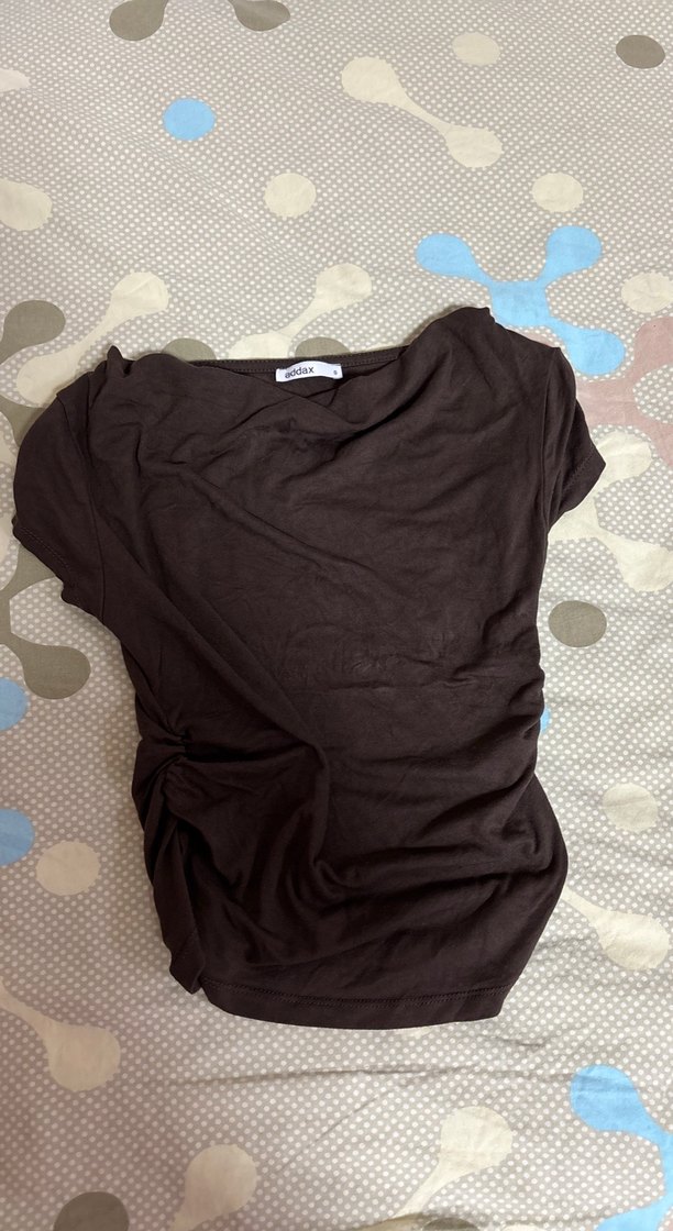 Kahverengi Kısa Kollu Hamile Tişörtü - Görsel 3